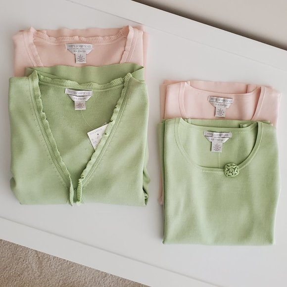 Petite Sophisticate Silk Stretch Cardigan & Shell Set | NWT | P | Light Green - Picture 14 of 16